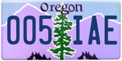 OR license plate 005IAE
