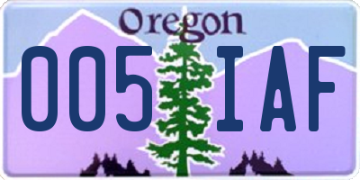 OR license plate 005IAF