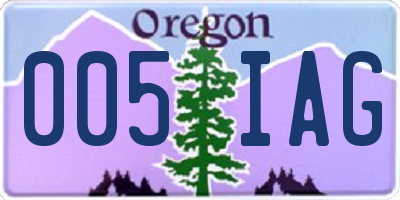 OR license plate 005IAG