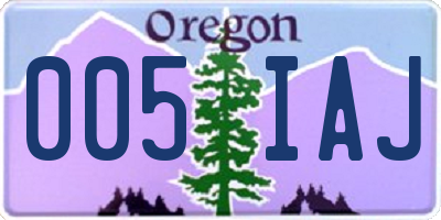 OR license plate 005IAJ