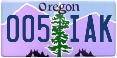 OR license plate 005IAK