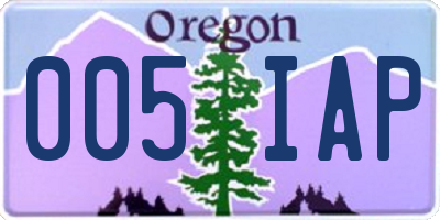 OR license plate 005IAP
