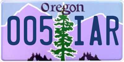 OR license plate 005IAR