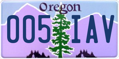 OR license plate 005IAV