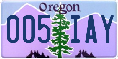OR license plate 005IAY