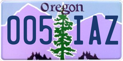 OR license plate 005IAZ