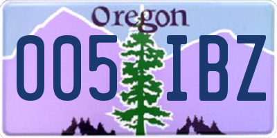 OR license plate 005IBZ