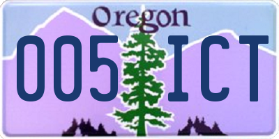 OR license plate 005ICT