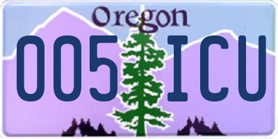 OR license plate 005ICU