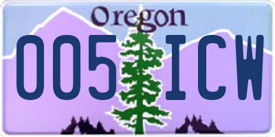 OR license plate 005ICW