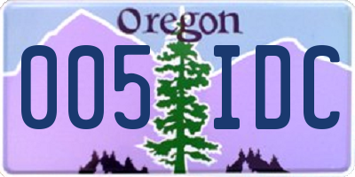 OR license plate 005IDC