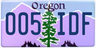 OR license plate 005IDF