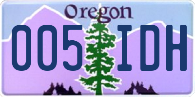 OR license plate 005IDH