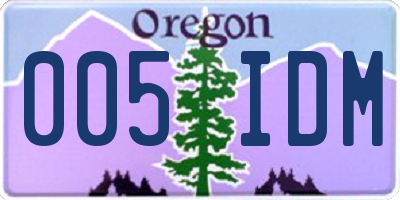 OR license plate 005IDM