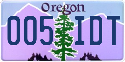 OR license plate 005IDT