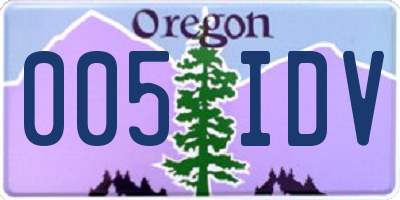 OR license plate 005IDV