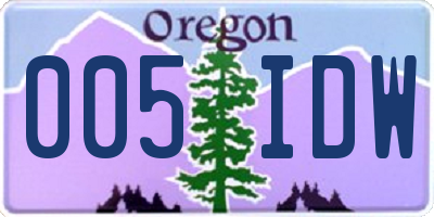 OR license plate 005IDW
