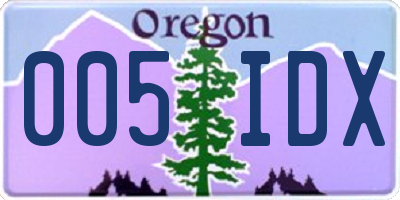OR license plate 005IDX