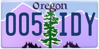 OR license plate 005IDY