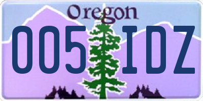 OR license plate 005IDZ