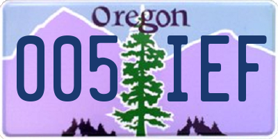 OR license plate 005IEF