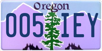 OR license plate 005IEY
