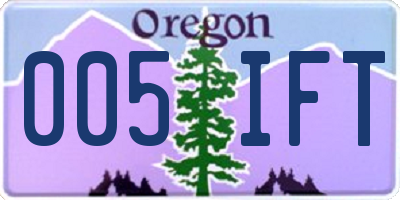 OR license plate 005IFT
