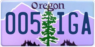 OR license plate 005IGA