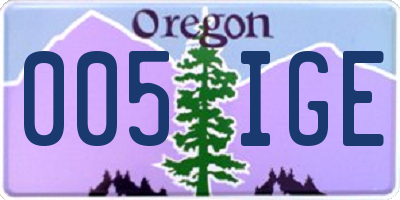 OR license plate 005IGE