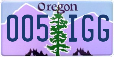 OR license plate 005IGG
