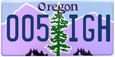 OR license plate 005IGH