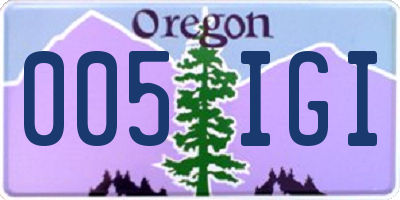 OR license plate 005IGI