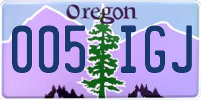 OR license plate 005IGJ