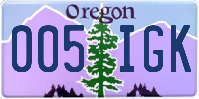 OR license plate 005IGK