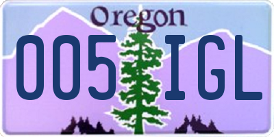 OR license plate 005IGL