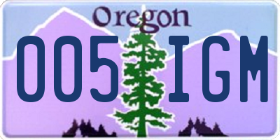 OR license plate 005IGM