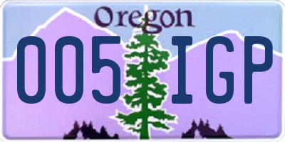 OR license plate 005IGP