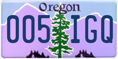 OR license plate 005IGQ