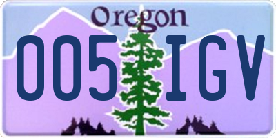 OR license plate 005IGV