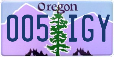 OR license plate 005IGY