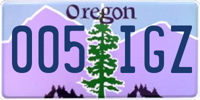 OR license plate 005IGZ
