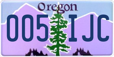 OR license plate 005IJC