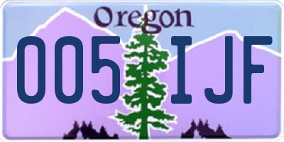 OR license plate 005IJF