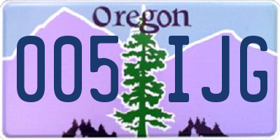 OR license plate 005IJG