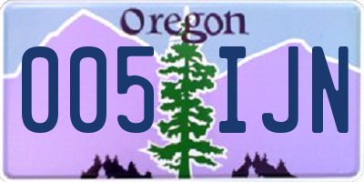 OR license plate 005IJN