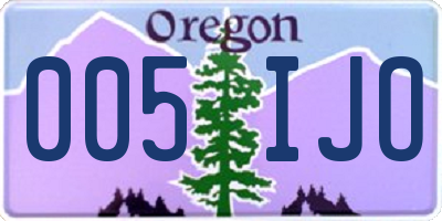 OR license plate 005IJO