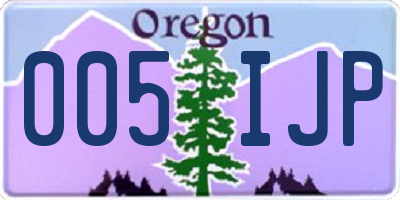OR license plate 005IJP