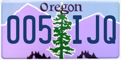 OR license plate 005IJQ