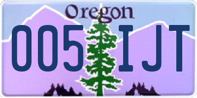 OR license plate 005IJT