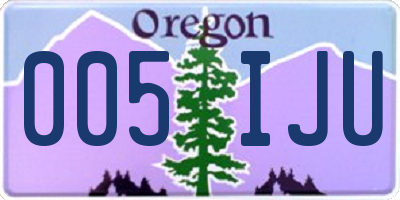 OR license plate 005IJU